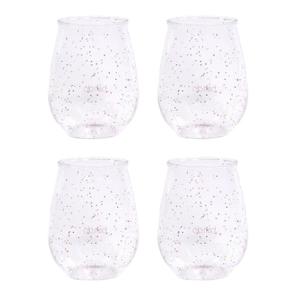 ban.do Dining Bando Stemless Acrylic Wine Glass Set Of 4 Glitter